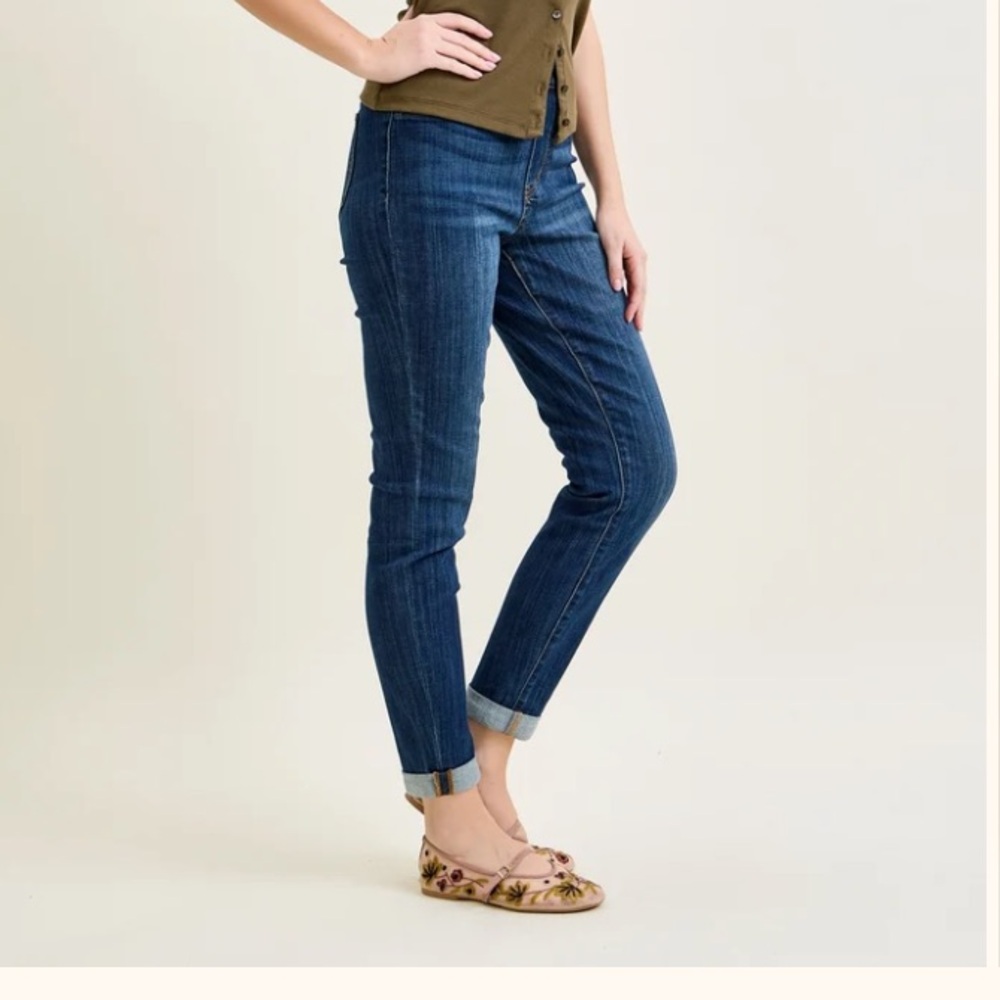 Judy Blue 9/29 Lara Pull On Double Cuffed Slim womens Jeans jb88750 dark wash
